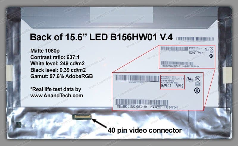 Ordinateur Lenovo IdeaPad Y500 95412RU Dalle Ecran de Remplacement
