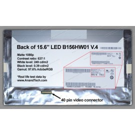 B156HW01 V.4 AU Optronics Dalle Ecran pour Ordinateur